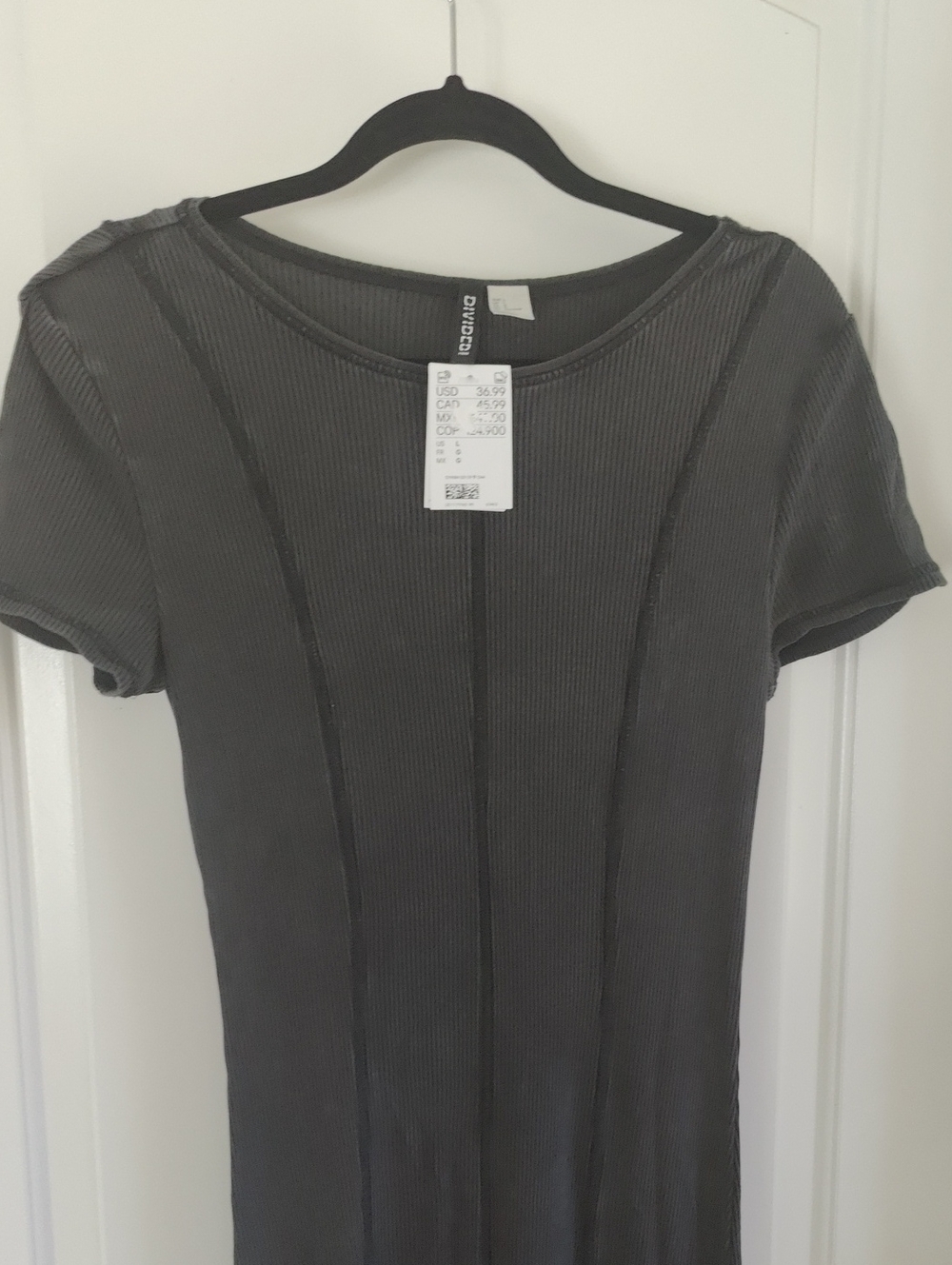 Divided Black Ribbed Short-Sleeve Maxi Dress - Picture 2 of 5